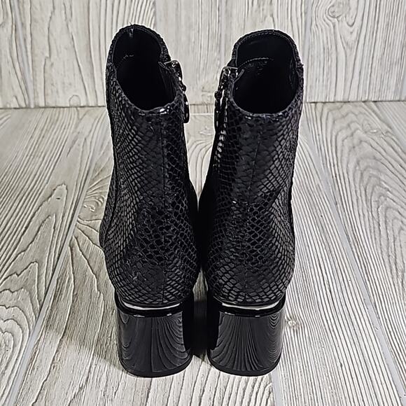 Franco Sarto Marquee Ankle Boot Snake Embossed Black Zip Up Womens Size 5.5 NEW - Picture 6 of 16